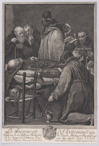 Extreme Unction, from "The Seven Sacraments" by Lorenzo Zucchi, print, 1767