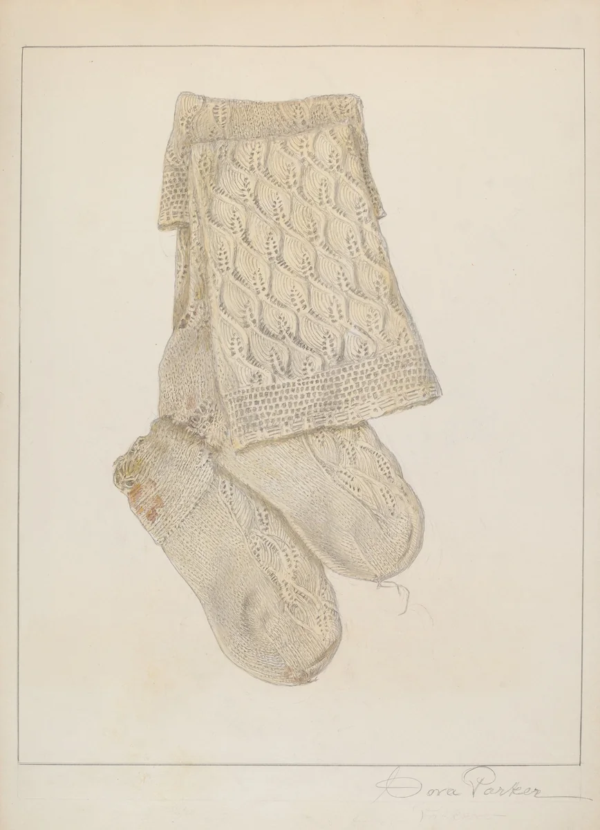 Child's Stocking by Cora Parker, index of american design, 1938