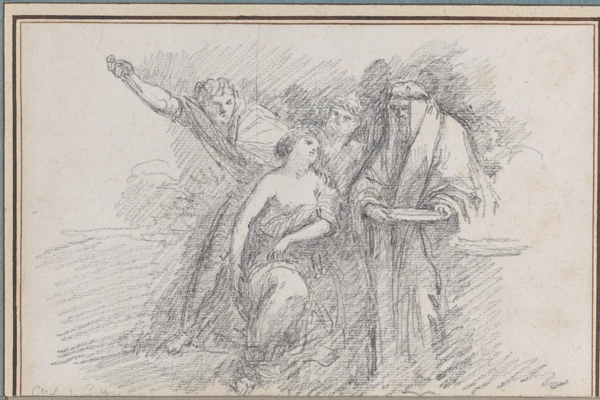 The Sacrifice of Polyxena, after Pietro da Cortona by Jean Robert Ango, drawing, 1754-1775