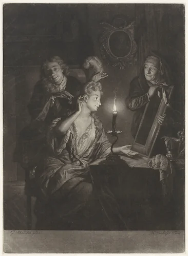 Woman at her Toilet by Nicolaas Verkolje, print, 1690-1715