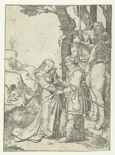 De heilige Joris en de prinses by anonymous, print, 1508-1583