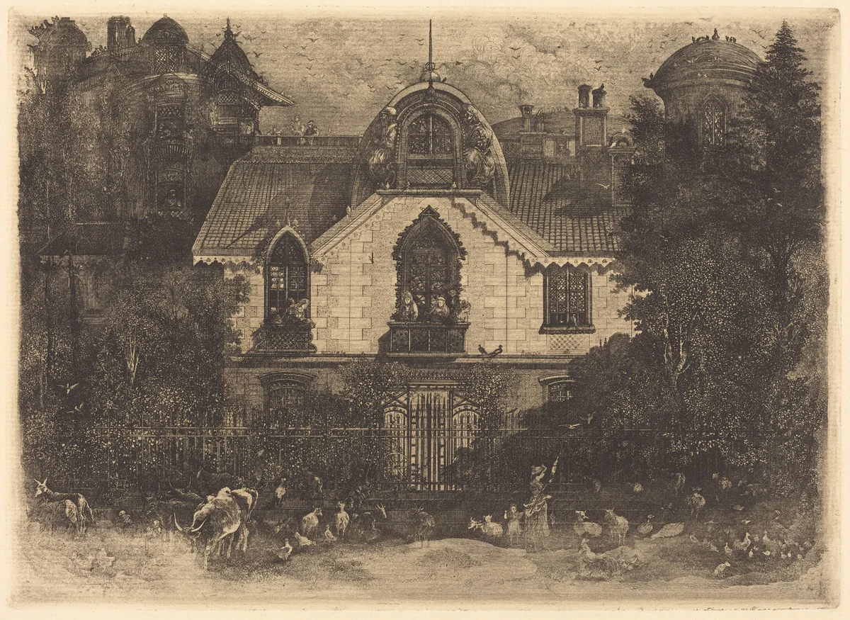 The Haunted House by Rodolphe Bresdin, print, 1871