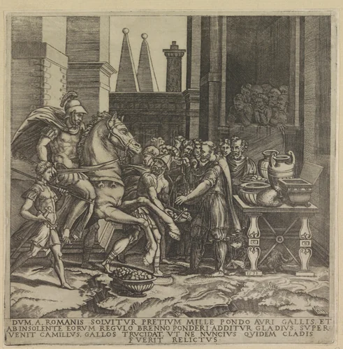Camillus komt aan bij de Galliërs by Unknown, print, 1531
