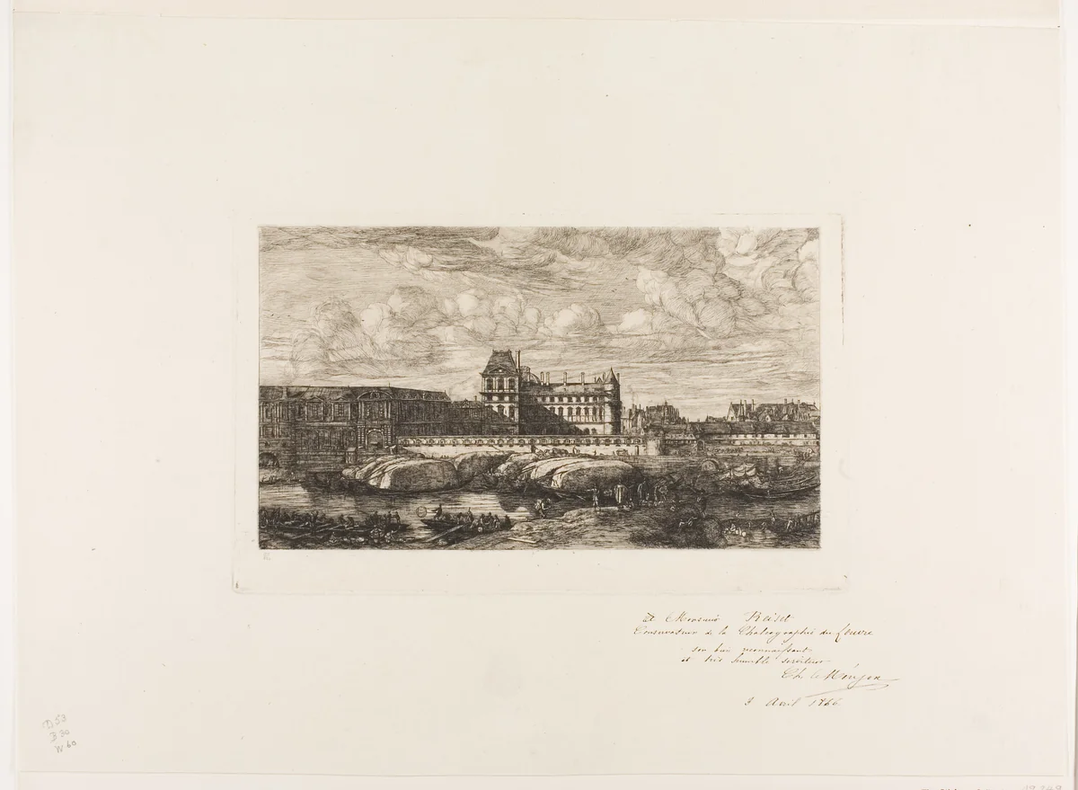 The Old Louvre, Paris, 1651 by Charles Meryon, print, 1865