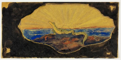 Untitled Drawing for Frame Cartouche (Salamander) by Theodore Roussel, painting, 1899-1908