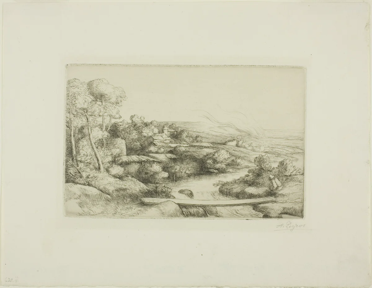 The Footbridge by Alphonse Legros, print, 1895-1905