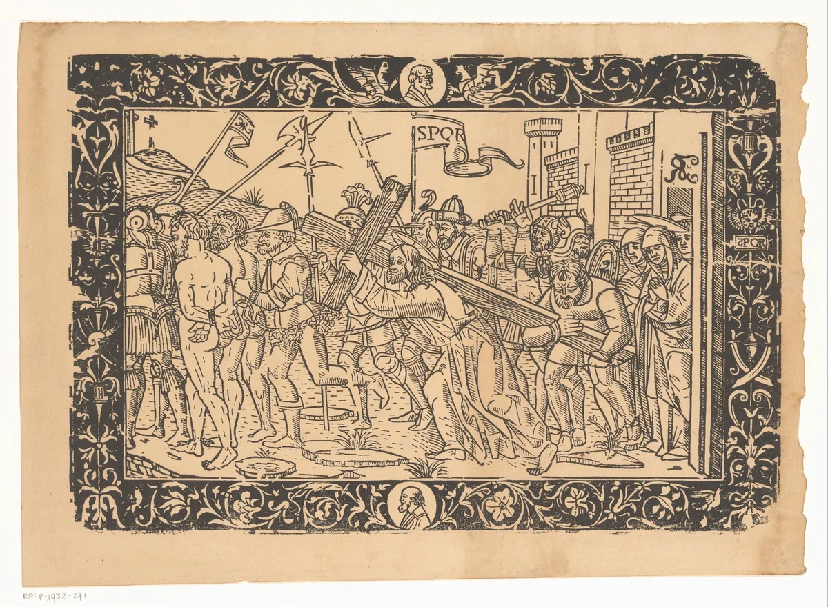 Kruisdraging by anonymous, print, 1500-1549