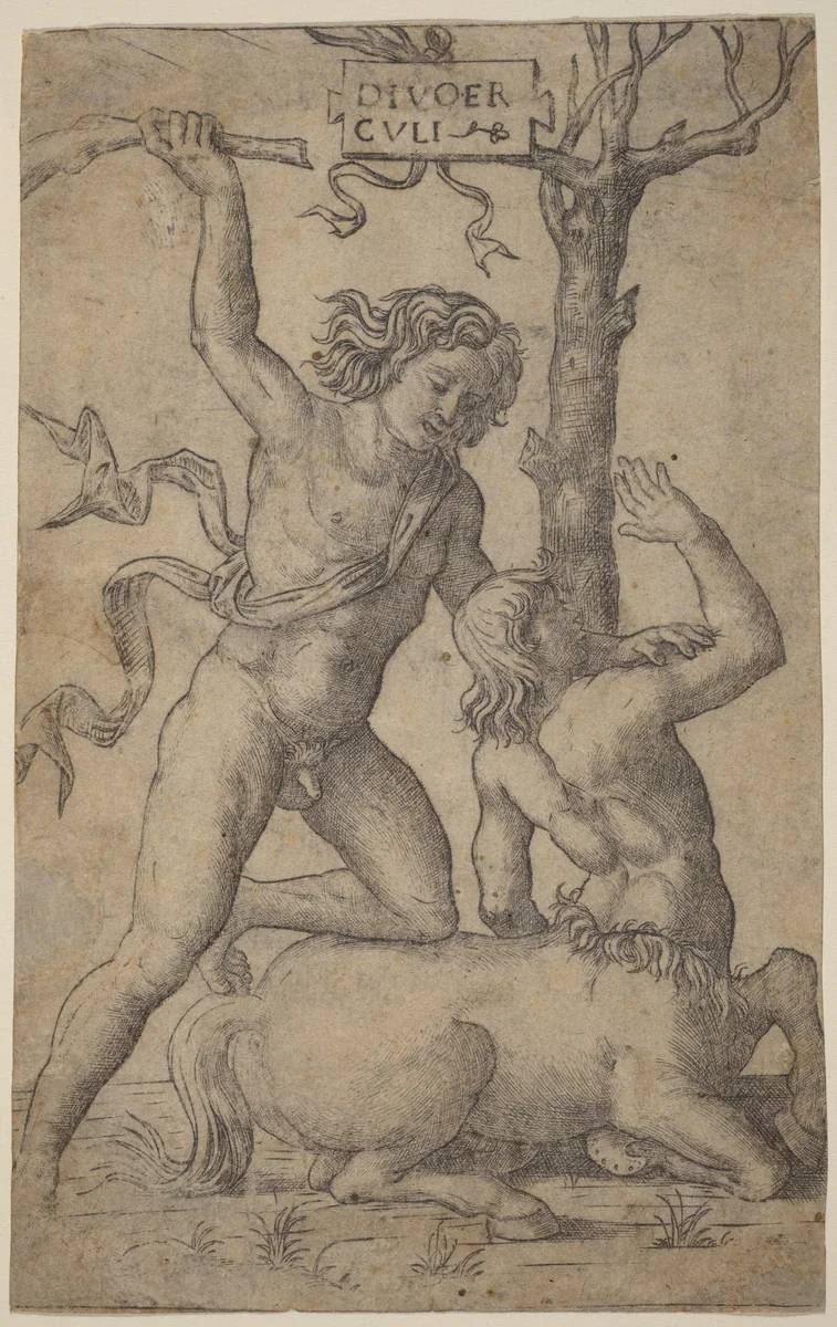 Hercules and Nessus by Marcantonio Raimondi, print, 1504-1509