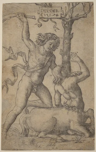 Hercules and Nessus by Marcantonio Raimondi, print, 1504-1509
