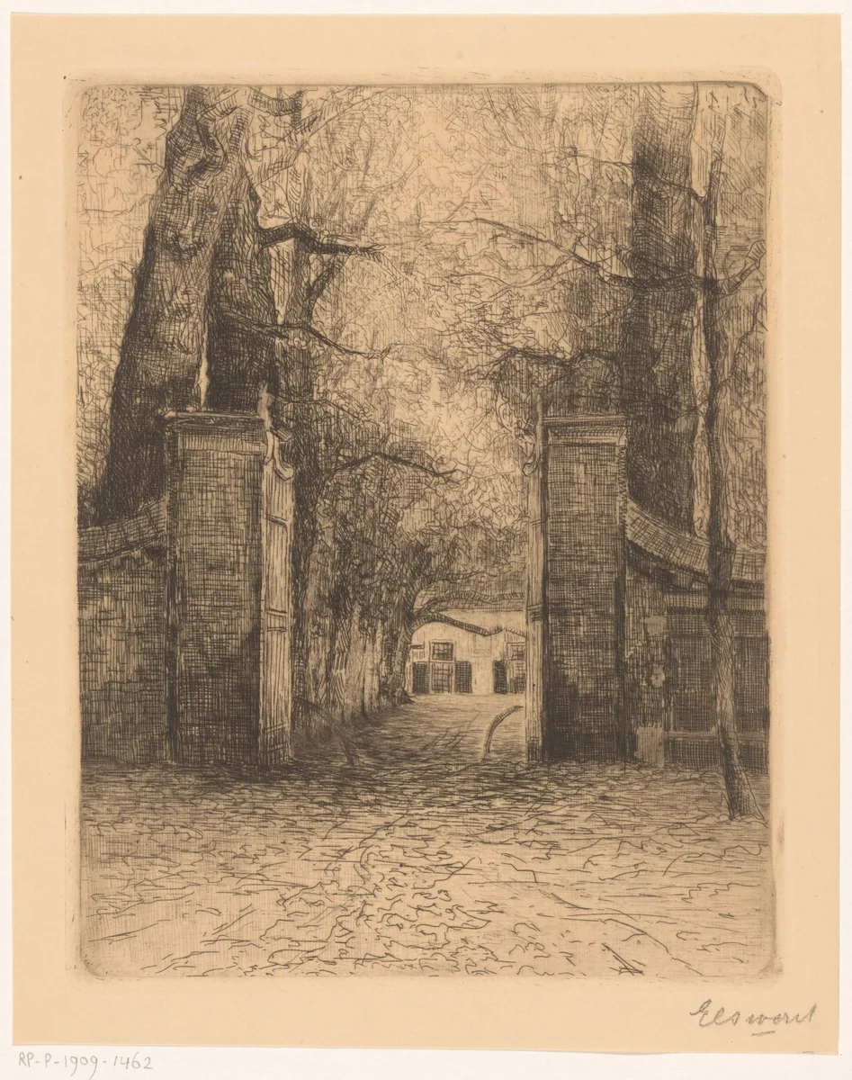 Oprit van landgoed Elswout by Cornelia Christina Johanna van Trigt-Hoevenaar, print, 1864-1909