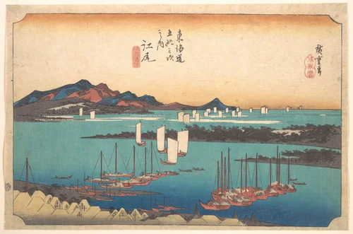 Panorama of Miwo Pine Wood from Ejiri by Utagawa Hiroshige (歌川広重), print, 1834