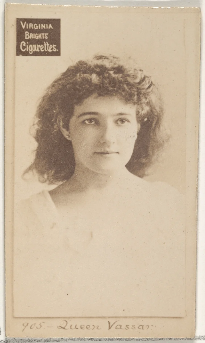 Card 905, Queen Vassar, from the Actors and Actresses series (N45, Type 2) for Virginia Brights Cigarettes by Allen & Ginter, photograph, 1885-1891