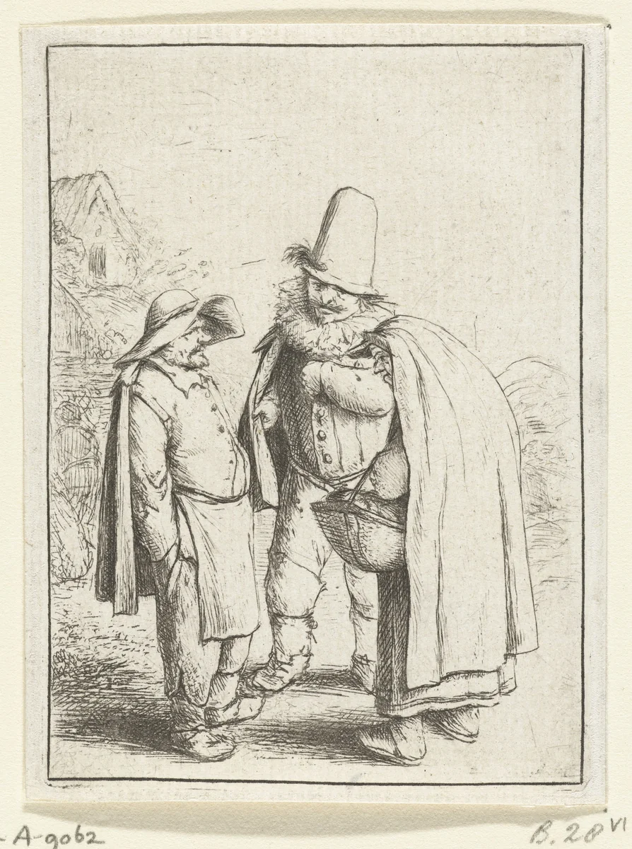 Kwakzalver en een boer en boerin by Adriaen van Ostade, print, 1645-1649