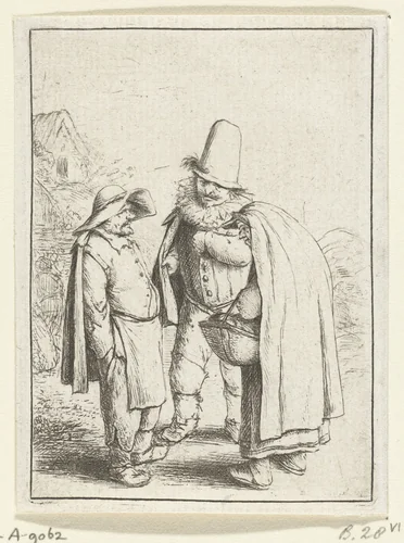 Kwakzalver en een boer en boerin by Adriaen van Ostade, print, 1645-1649