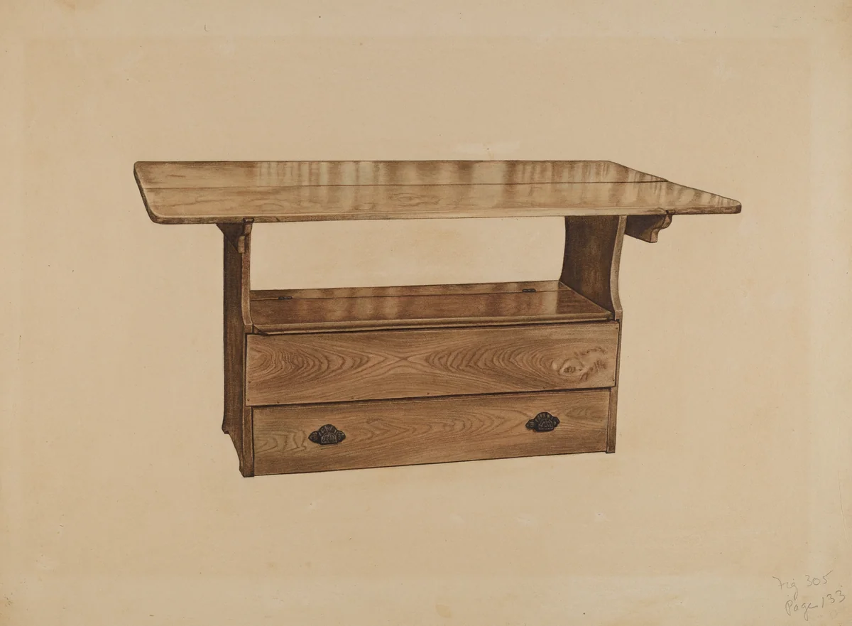 Seat Table by Paul Poffinbarger, index of american design, 1939