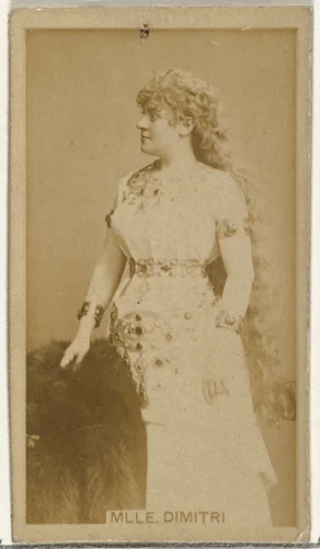 Mlle. Dimitri, from the Actors and Actresses series (N145-8) issued by Duke Sons & Co. to promote Duke Cigarettes by W. Duke, Sons & Co., photograph, 1890-1895