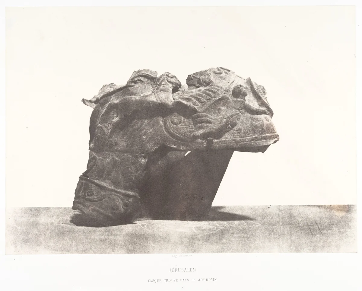 Jérusalem, Casque trouvé dans le Jourdain, 1 by Auguste Salzmann, photograph, 1854-1859