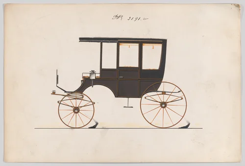 Design for 6 seat Rockaway, no. 3191a by Brewster & Co., drawing, 1876