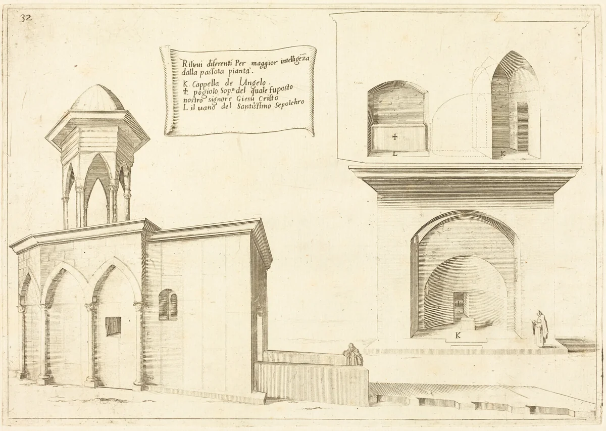 Elevation of the Church of the Holy Sepulchre by Jacques Callot, print, 1619