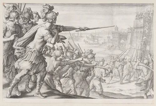 Prise de la Ville de Bone (Capture of the City of Bonne), from "La Vie de Ferdinand Ier de Médicis série appelée aussi Les Batailles des Médicis" (The Life of Ferdinand I de'Medici also called The Medici Battles) by Jacques Callot, print, 1614-1620