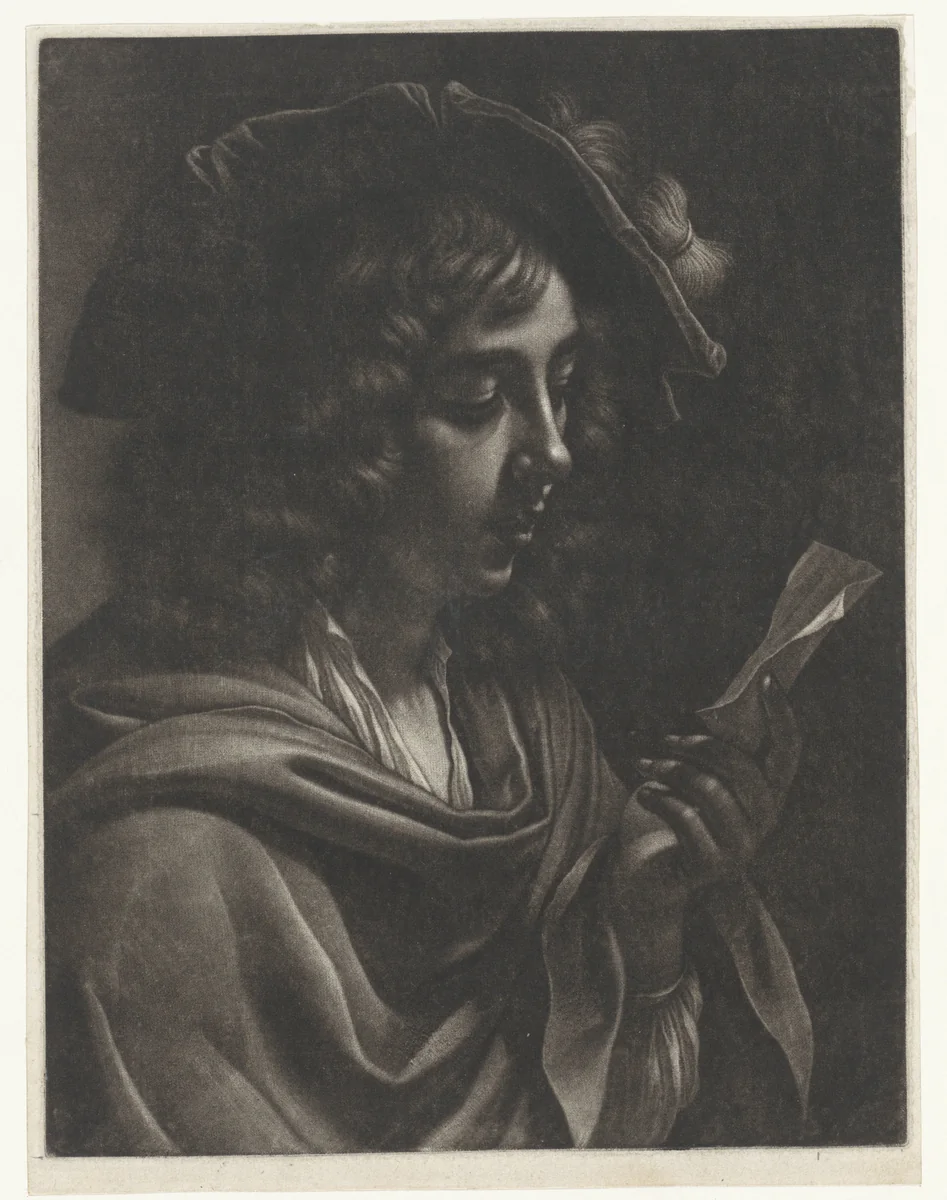 Brieflezende jongen by Wallerant Vaillant, print, 1658-1677