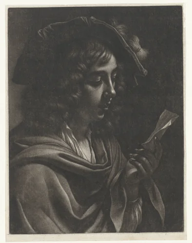 Brieflezende jongen by Wallerant Vaillant, print, 1658-1677