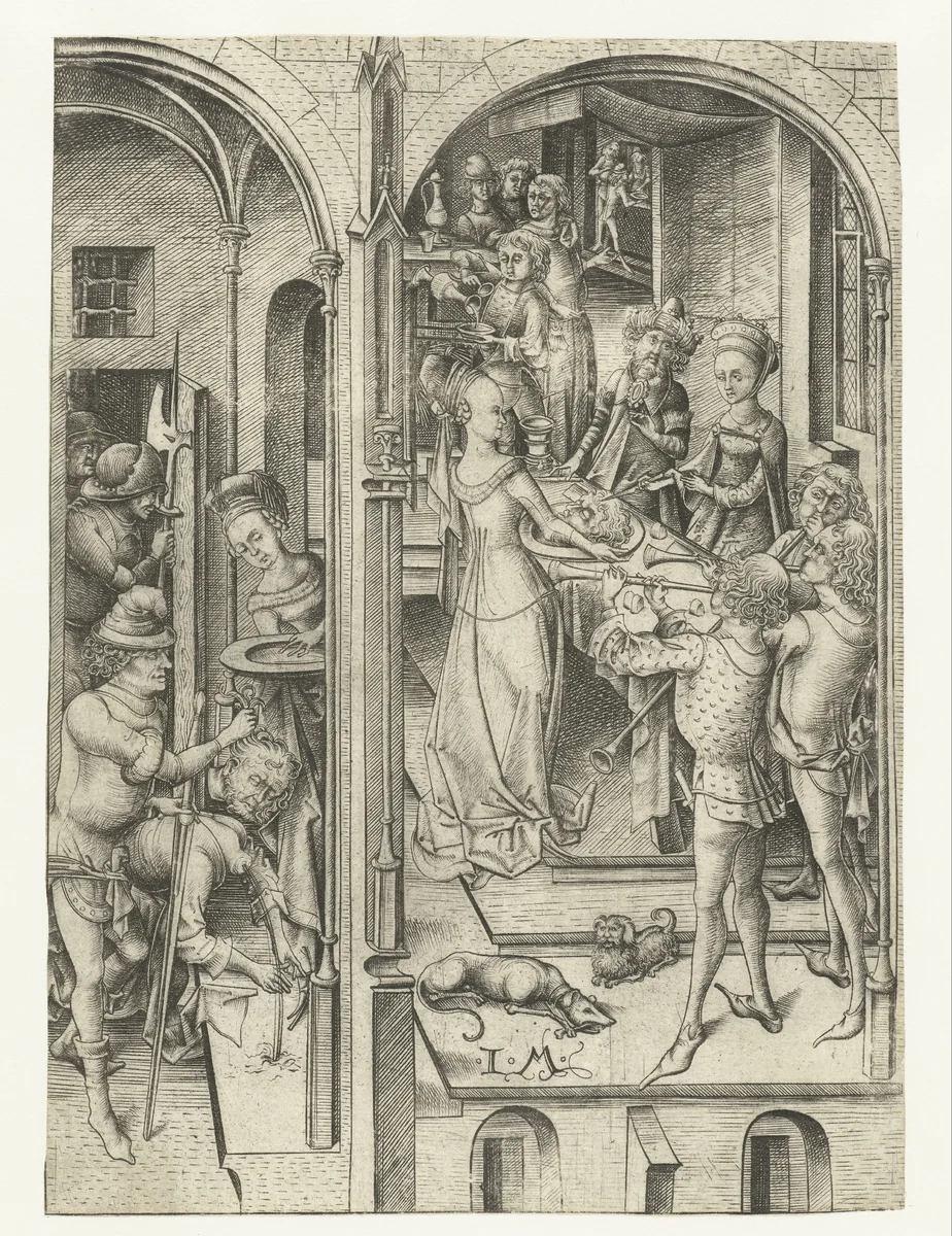 De onthoofding van Johannes de Doper by Unknown, print, 1455-1503
