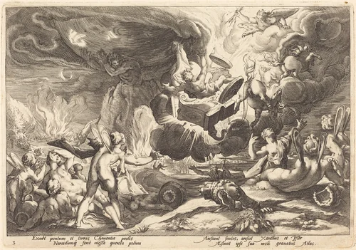 The Fall of Phaeton by Robert de Baudous; Hendrick Goltzius, portfolio, 1590-1690