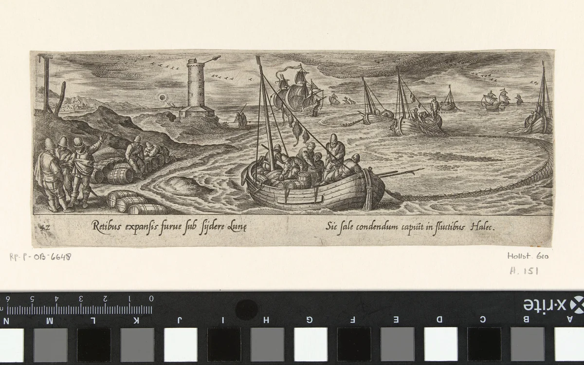 Visvangst op zee by Unknown, print, 1582-1633