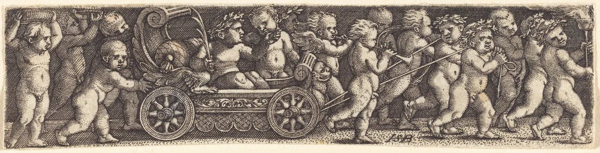 Triumphal Procession of Putti by Sebald Beham, print, 1500-1550