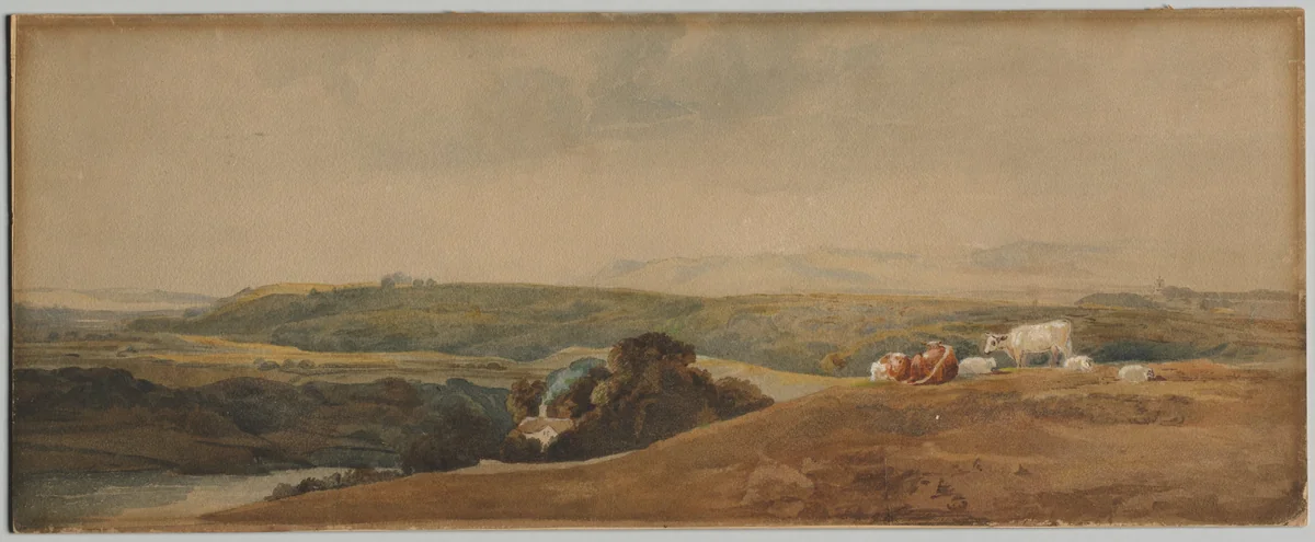 Mountains and Cattle by Peter de Wint, drawing, 1807-1849