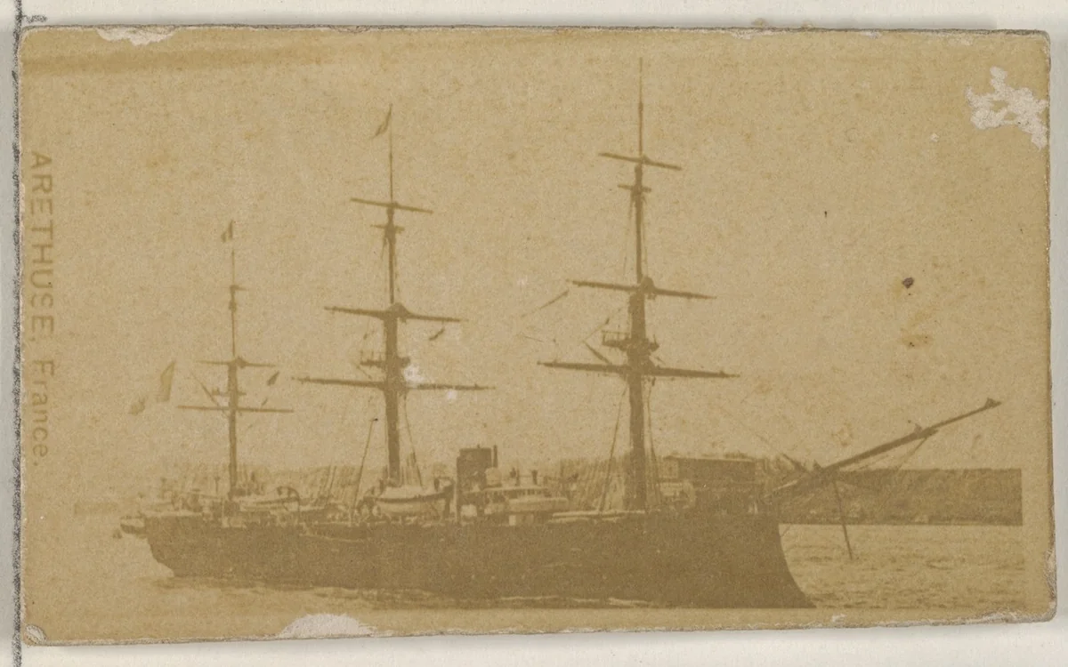 Arethuse, France, from the Famous Ships series (N50) for Virginia Brights Cigarettes by Allen & Ginter, photograph, 1895