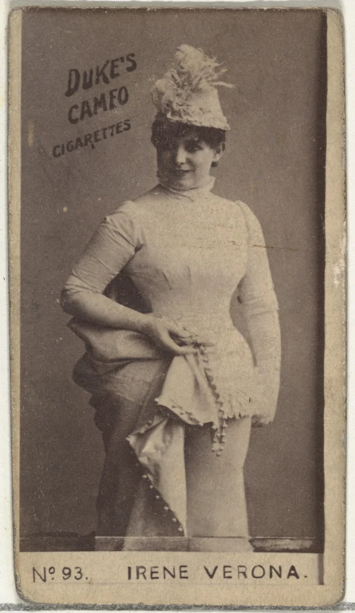 Card Number 93, Irene Verona, from the Actors and Actresses series (N145-4) issued by Duke Sons & Co. to promote Cameo Cigarettes by W. Duke, Sons & Co., photograph, 1880-1889
