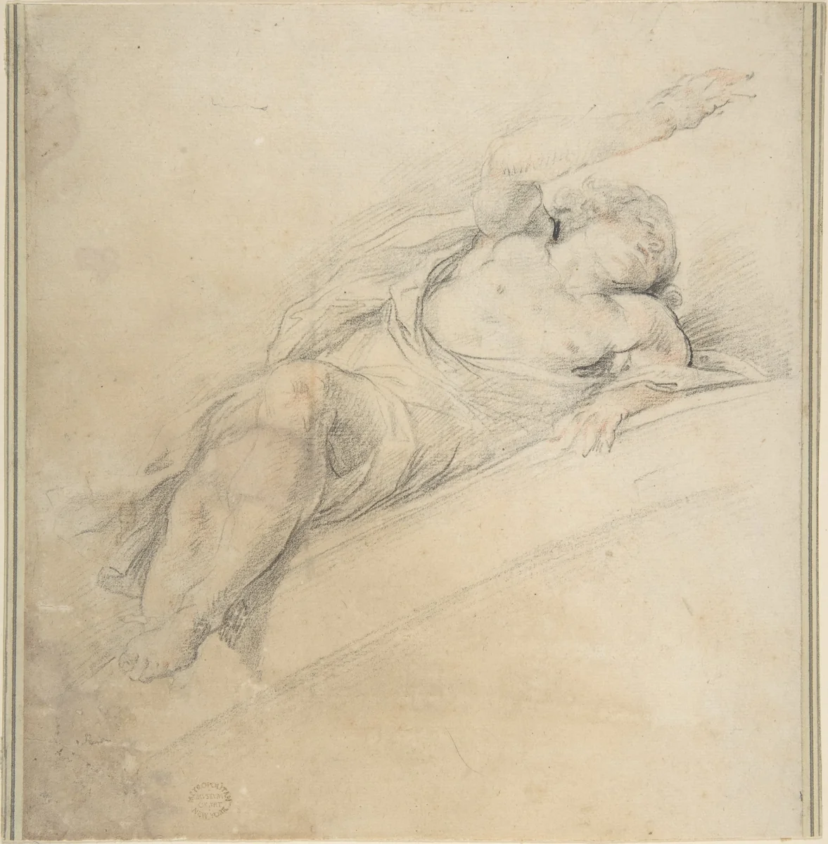 Reclining Figure by anonymous, drawing, 1600-1700