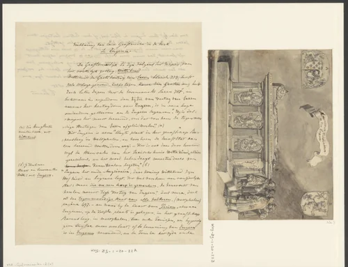 Vier mannen bij een graftombe in een kerk te Engeren by anonymous, print, 1650-1749