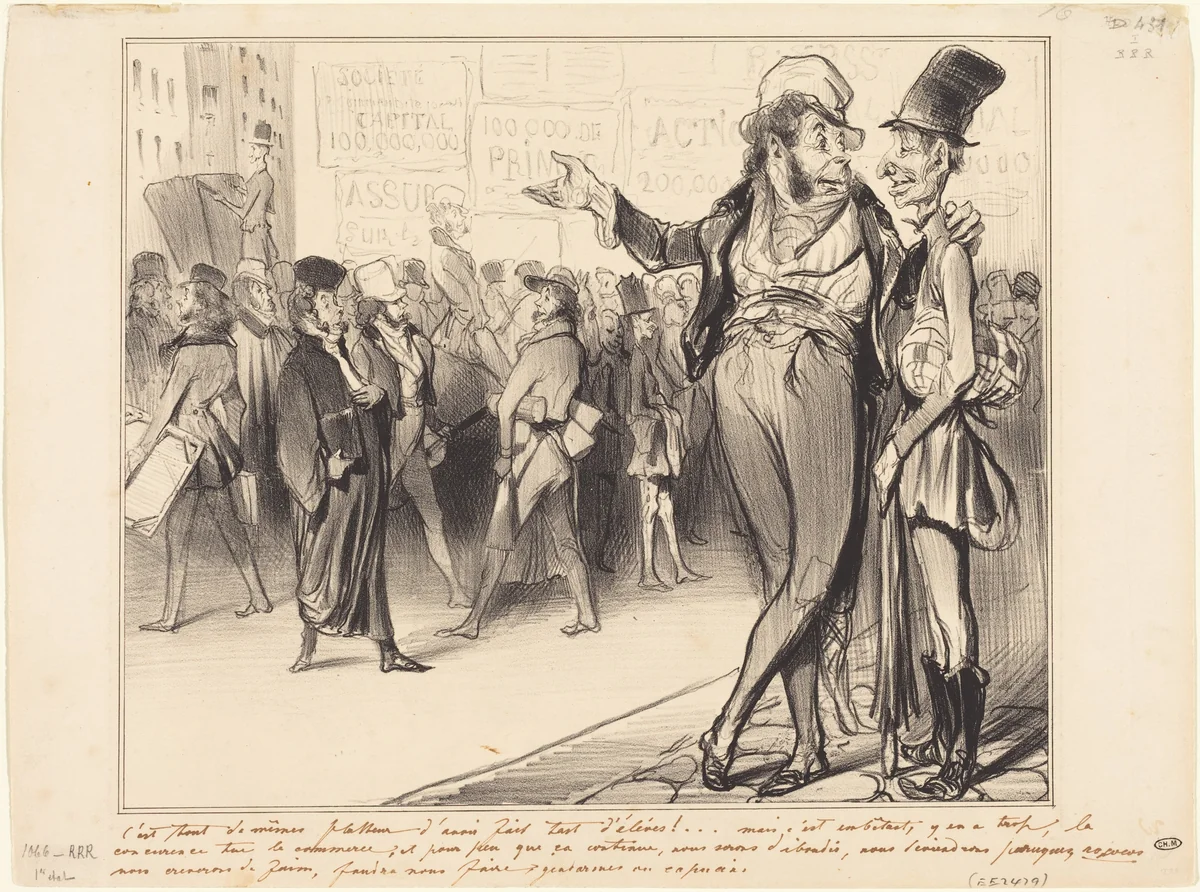 C'est tout de même flatteur d'avoir fait tant d'élèves!... by Honoré Daumier, print, 1838