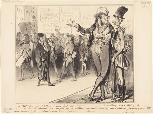 C'est tout de même flatteur d'avoir fait tant d'élèves!... by Honoré Daumier, print, 1838