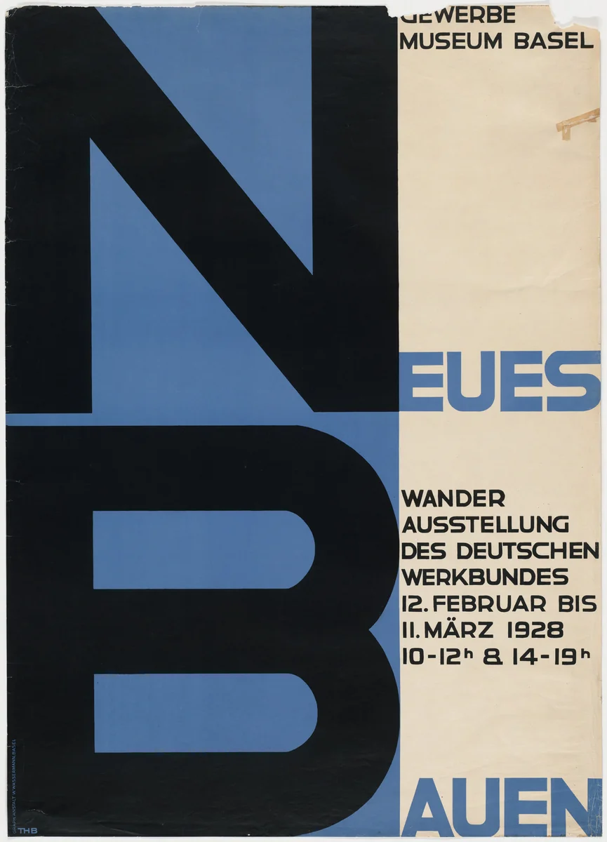 Neues Bauen (New Building) (Poster for Deutsche Werkbund Exhibition at the Kunstgewerbe Museum, Zürich) by Theo H. Ballmer, design, 1928
