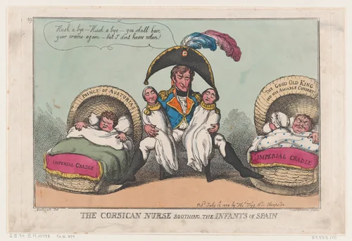 The Corsican Nurse Soothing the Infants of Spain by Thomas Rowlandson, print, 1808
