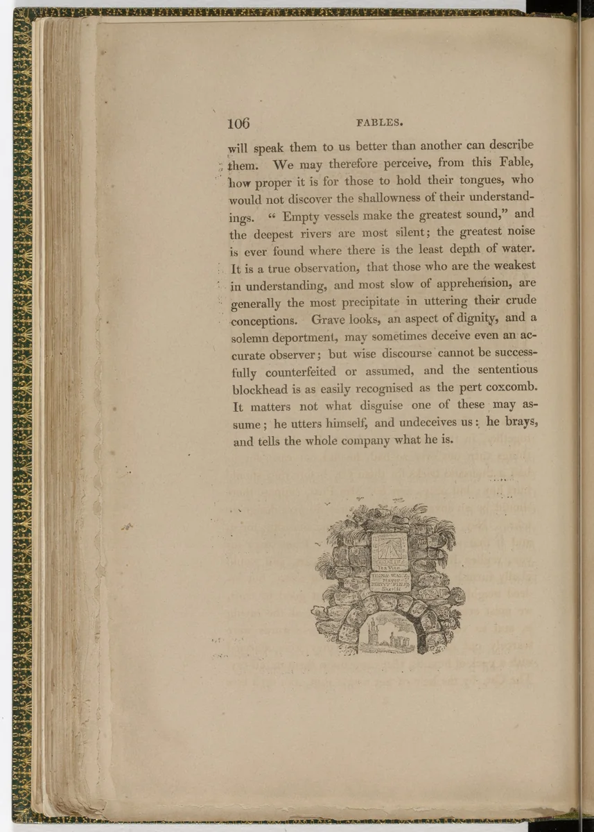 Tailpiece (page 106) from The Fables of Aesop by Thomas Bewick, illustrated book, 1818