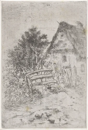 Hek voor een huis by Arnoud Schaepkens, print, 1831-1904
