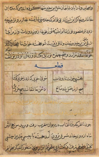 Page from Tales of a Parrot (Tuti-nama): text page by Unknown, painting, 1555-1565