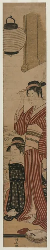 Two Geisha on a Balcony by Torii Kiyonaga (鳥居清長), print, 1782