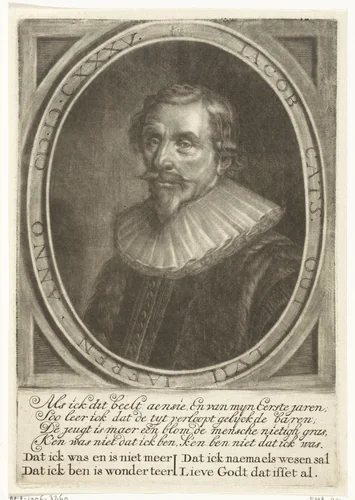 Portret van Jacob Cats by Johannes de Groot, print, 1698-1776