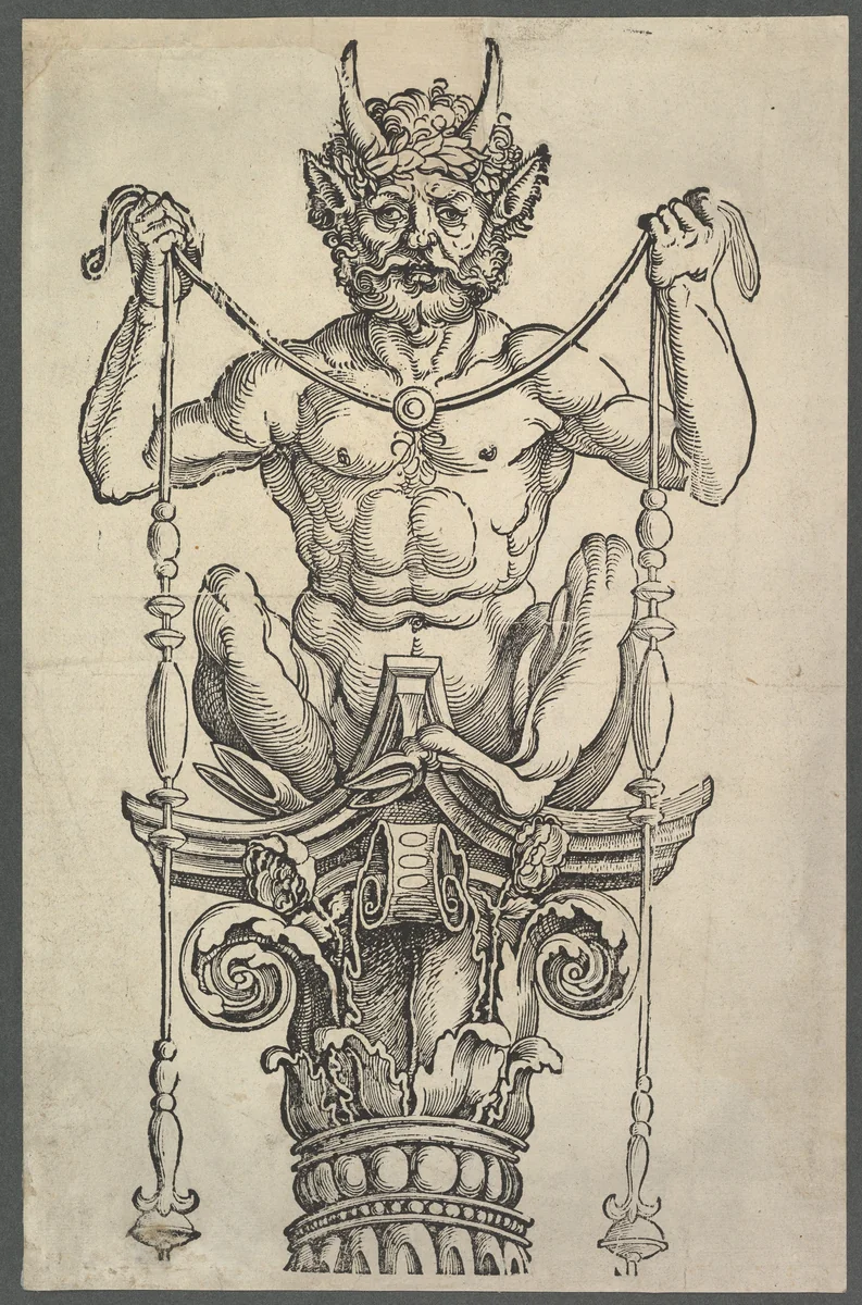 The Great Column (top block) by Albrecht Dürer, print, 1512-1522