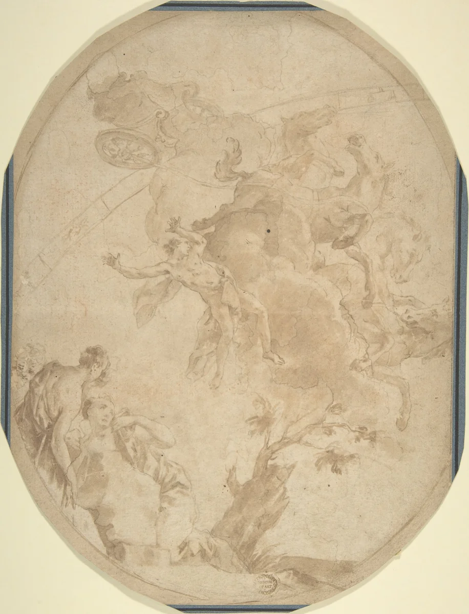 Fall of Phaeton by anonymous, drawing, 1600-1700
