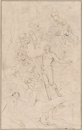 The Vision of Saint Angelus by Pietro Testa, drawing, 1640-1650