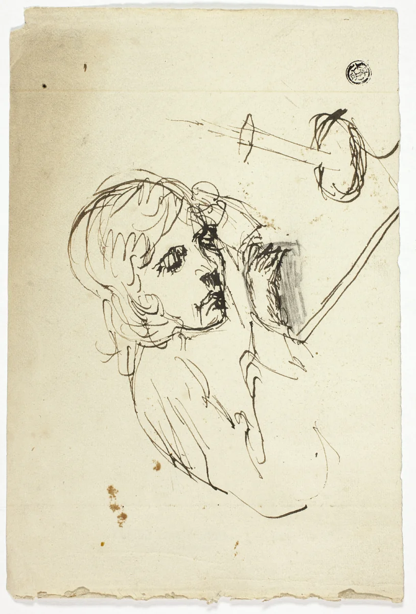 Boy Asleep by Candle by Unknown Artist, drawing, 1700-1799