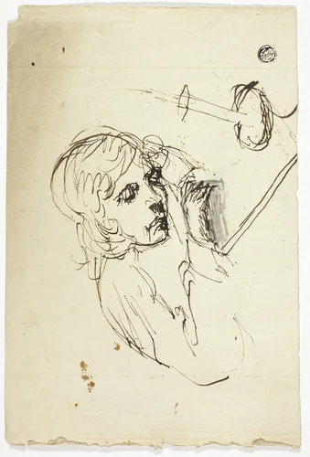 Boy Asleep by Candle by Unknown Artist, drawing, 1700-1799