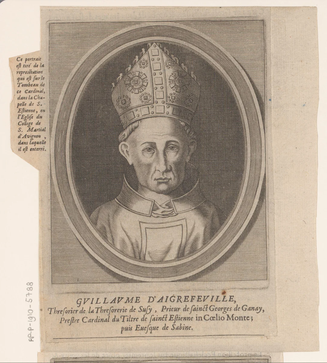 Portret van Guillaume d'Aigrefeuille le Jeune by Etienne Picart, print, 1660